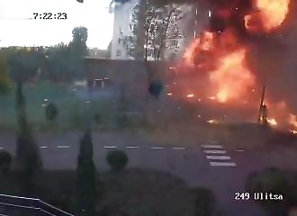 He starts running for no apparent reason; a few seconds later, a drone strikes the spot where he had been standing.