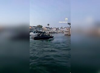 Two men arrested after deliberately ramming a jet ski into a boat