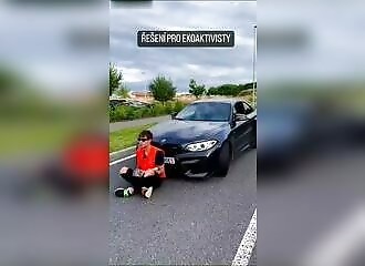    He finds an unexpected way to make a protester move   