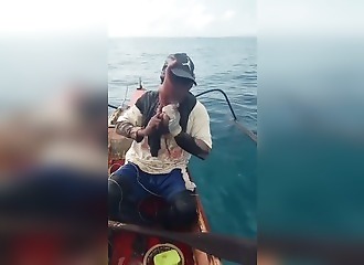 He struggles to breathe after an octopus clings to his face