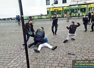 Video of knife attack in Mannheim, Germany (Warning - shocking - violence and injuries)