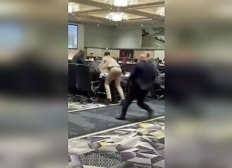 A Moroccan and an Algerian diplomat fight at a meeting
