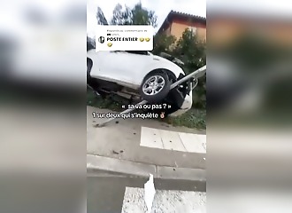 He's driving at full speed in a car without a license and misses his turn!