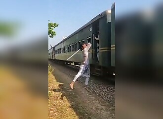 Watch as he steals a phone from a train passenger