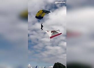 Navy paratrooper hits mother and child