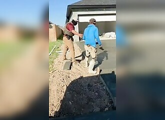Illegal migrants arrested by police while working on a building site