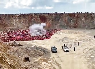 They set fire to thousands of confiscated firecrackers — the chain reaction is insane