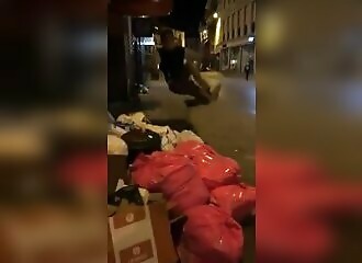 This Frenchman jumps into garbage cans and breaks his back