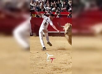 Leçon d'humilité pour un matador bousculé par un taureau