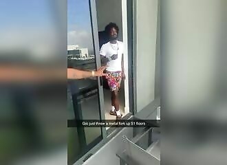 Man swings fork from 51st floor of Miami building