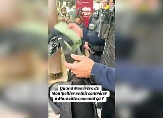 A man loses his temper at being stopped by Marseille police