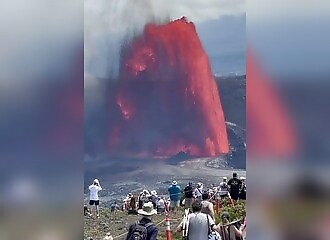 A 300-meter lava fountain at Kilauea in Hawaii