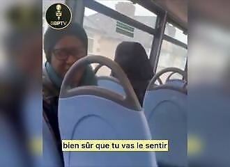 A Ramadan man complains about a woman eating on the bus