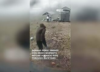 Lightning rescue of dog before tornado arrives
