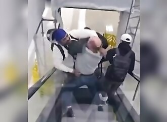 Rapper Jim Jones fights and falls off escalator at airport